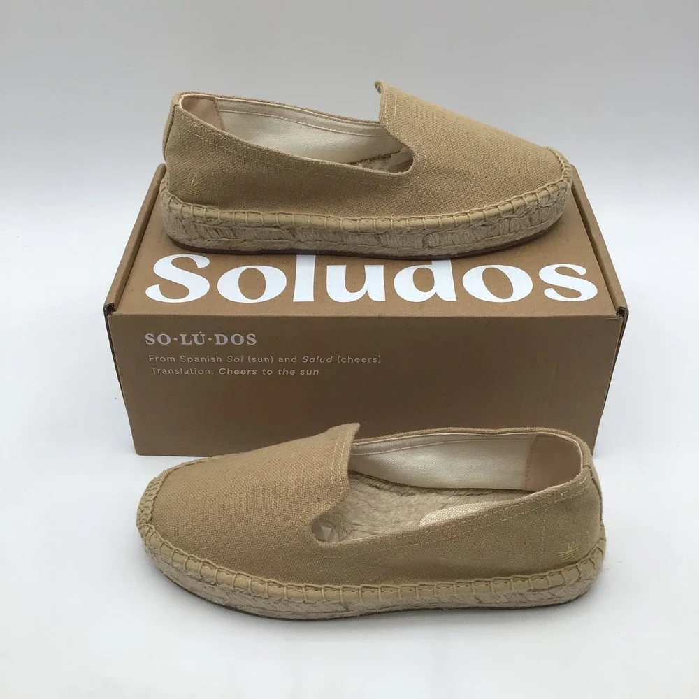 Soludos Womens Smoking Platform Espadrilles Safari Brown Shoes Size 5 - 5.5 NEW